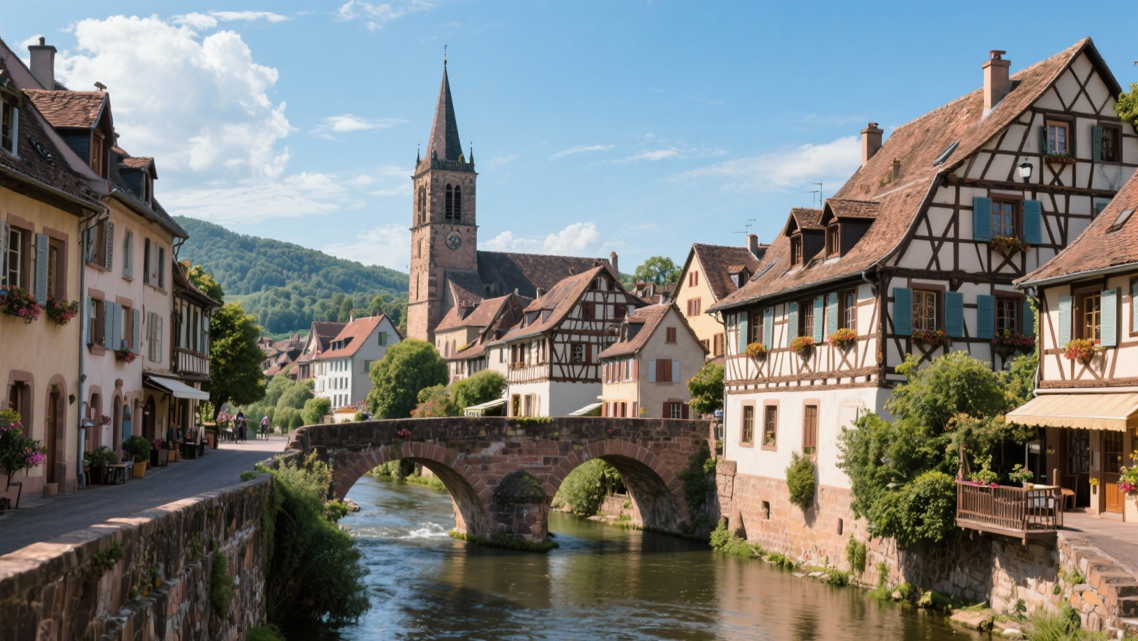 Rue colorée du centre historique de Colmar Alsace