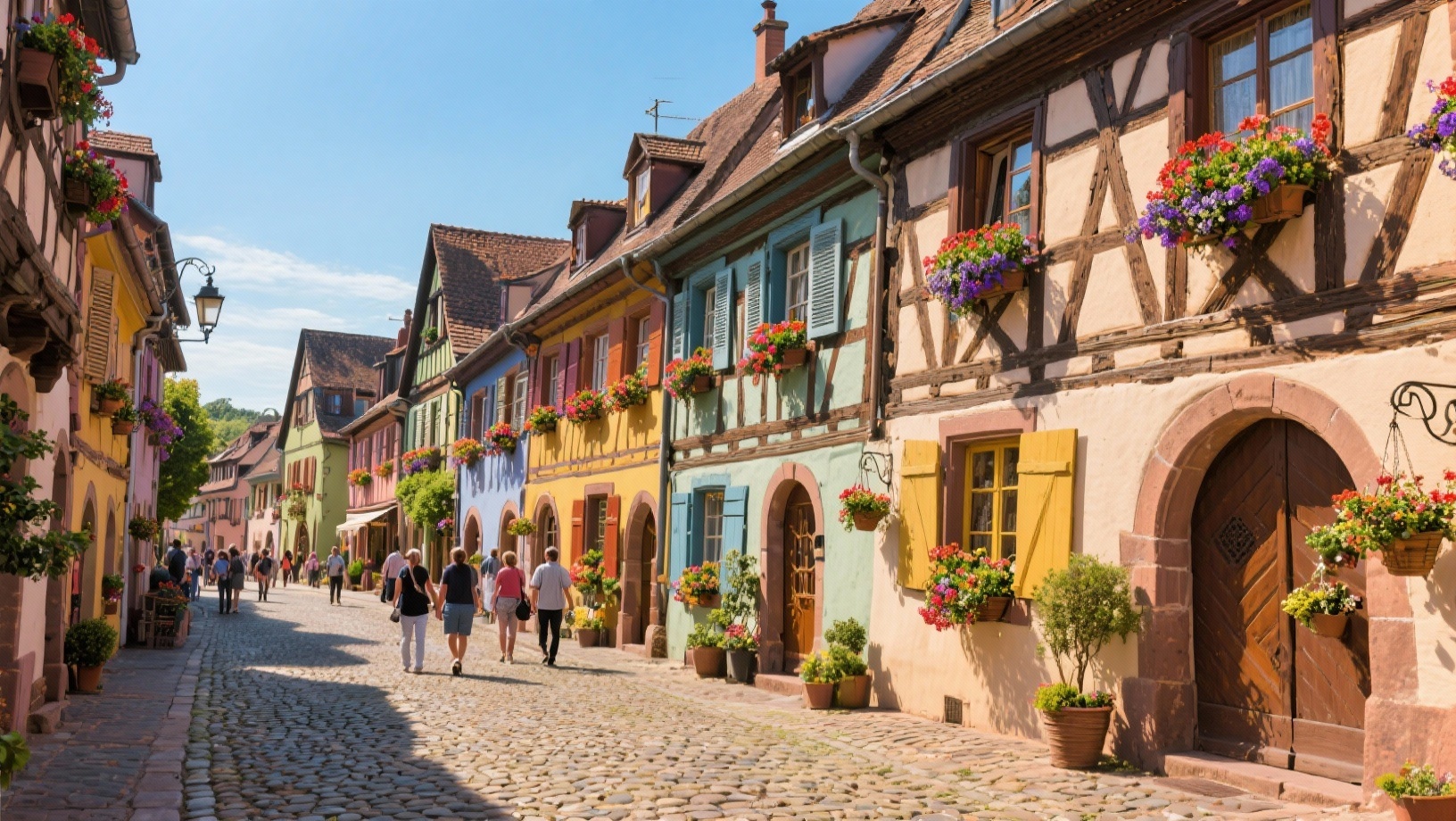 Maisons à colombages colorées de Riquewihr en Alsace